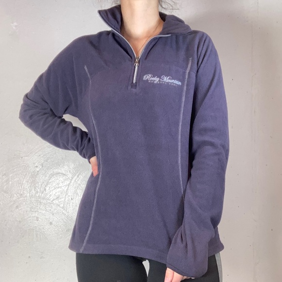 Soft Dark Purple Microfleece Embroidered Quarter Zip Pullover - Picture 4 of 10